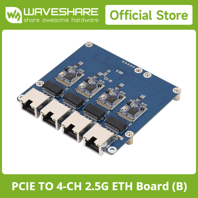 Raspberry Pi 5 - Waveshare PCIe TO 4-kanaals Gigabit /