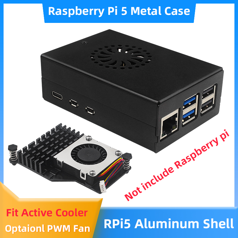 Pi 5 Case - Raspberry Pi 5 aluminium behuizing, zwarte