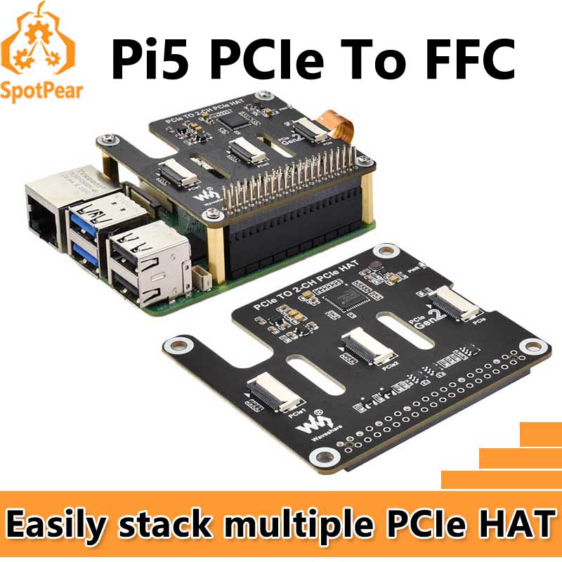 Pi Cooler - Raspberry Pi 5 PCIe naar 2-CH