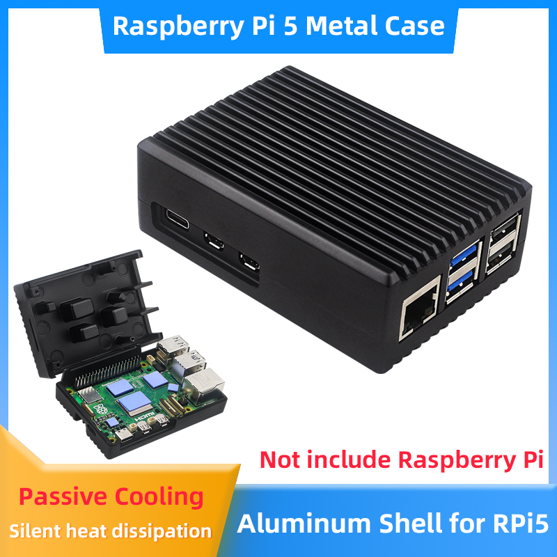 Pi 5 Case - Raspberry Pi 5 Aluminium behuizing Gepantserde