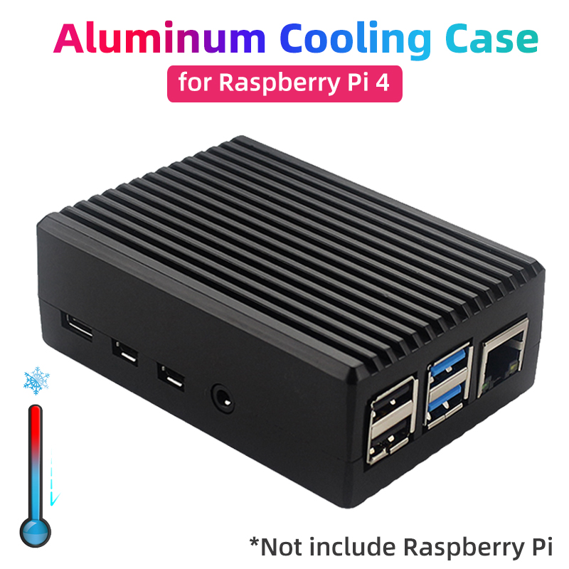 Pi 4 Case - Raspberry Pi 4 aluminium behuizing zwart